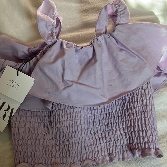 Zara Tops Zara Kids Purple Ruffle Top Ruffle Bottom Poshmark